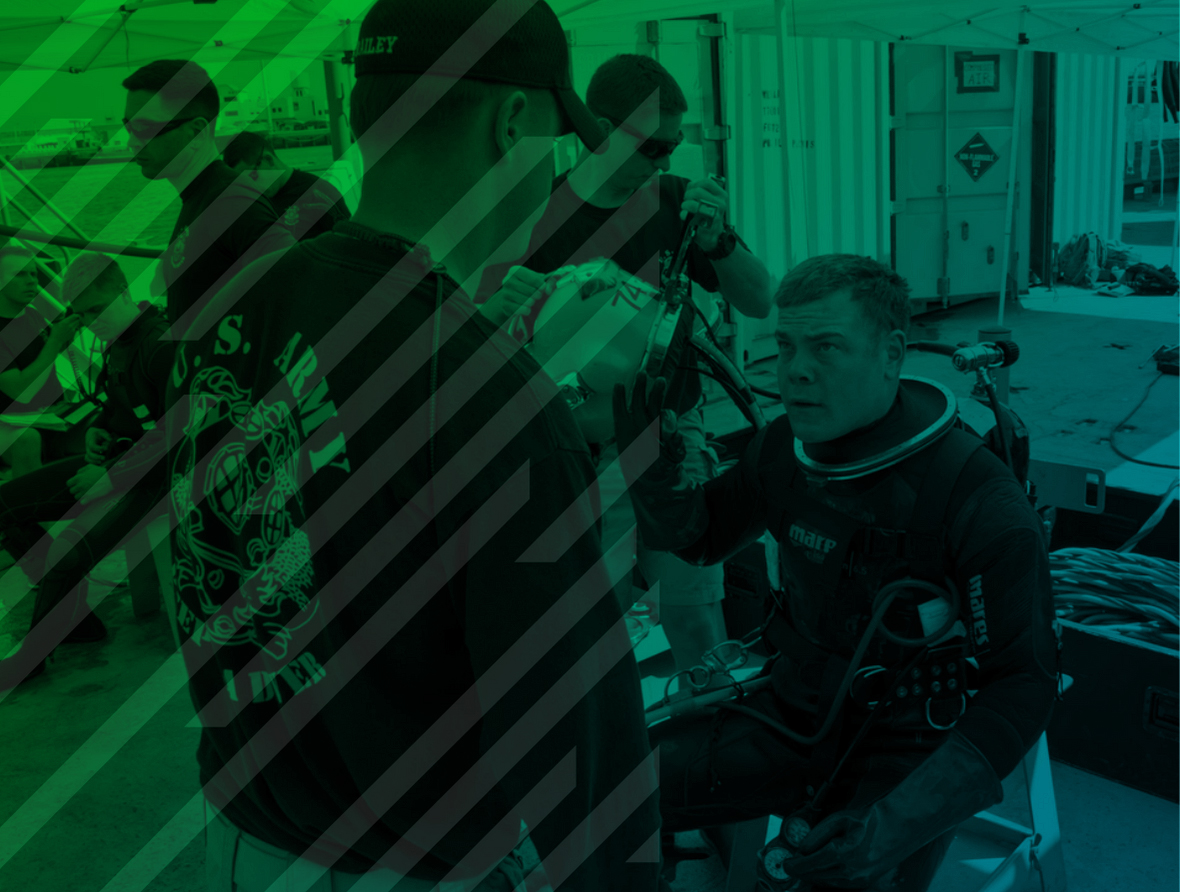 Soldiers preparing for deep dive